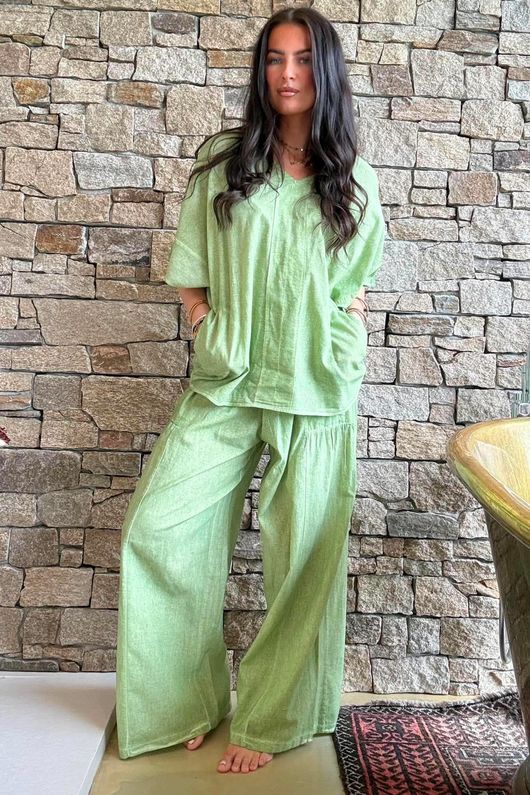 Rustic Nature Linen Blend Pocket Tee Washed Lawn